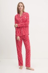 United Colors of Benetton pijama femei, culoarea rosu, bumbac, 4XPR3P00M