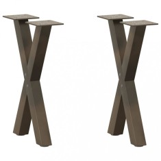 vidaXL Picioare pentru masă de cafea &icirc;n formă de X, 2 buc., oțel natural, 28x(42-43) cm