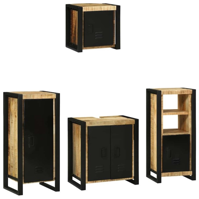 vidaXL Set de mobilier pentru baie 4 pcs Maro Lemn de mango solid 3305654