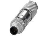Conector M12 cu 5 pini, 48V, IP65, nichelat/aurit
