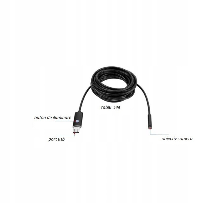 Camera de inspectie endoscopica 3 in 1, 5m, iluminare 6 leduri, KD10412