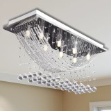 vidaXL Lustră albă cu mărgele de cristal din sticlă 8xG9 29 cm