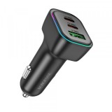 Incarcator Auto Borofone BZ28C Trophie, 60W, 3A, 1 x USB-A, 2 x USB-C, Negru