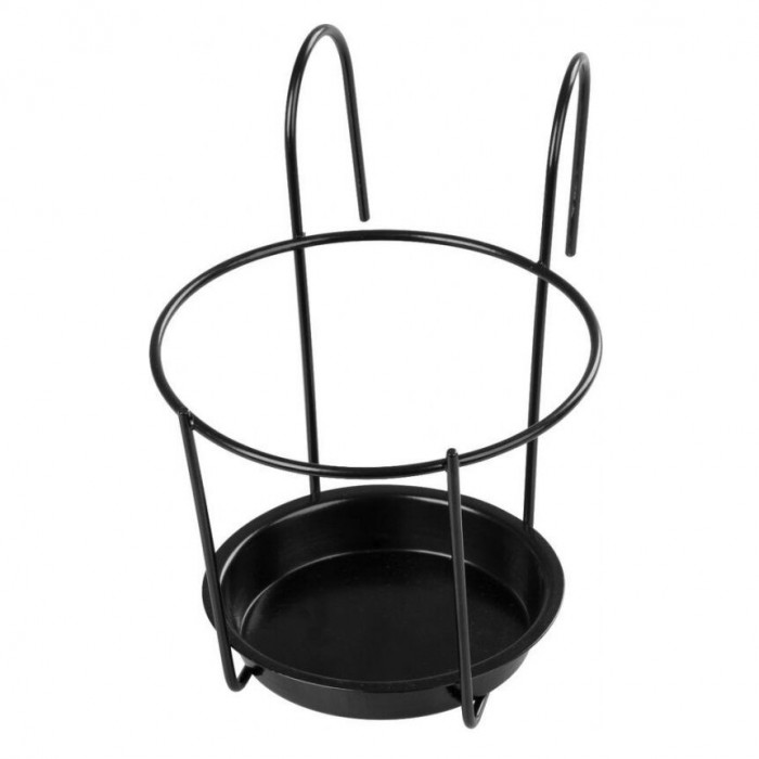 Suport metalic pentru ghiveci rotund, Bumeta, negru, 15 cm