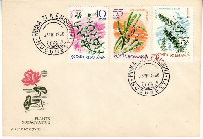 C12 - FDC Romania - Plante subacvatice - LP634 - 1966
