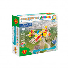 Set constructie 50 piese din lemn Constructor Junior- Avion, Alexander EduKinder World