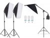 Kit 3 softbox, macara pentru prindere si 3 becuri foto 150W, Negru, Oem