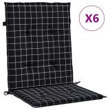 Cumpara ieftin Perne de scaun spatar jos, 6 buc. negru, model carouri, textil