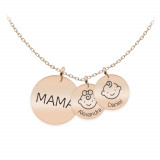 Mama - Colier argint 925 plact cu aur roz personalizat mama si copii - Banut