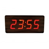 Ceas de birou elSales Wood Design , LED rosu , afisare temperatura , data , alarma , culoare lemn maro