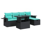 Cumpara ieftin Set mobilier gradina cu perne 6 piese gri poliratan/lemn acacia