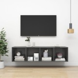 VidaXL Dulap TV montat pe perete, gri extralucios, 37x37x142,5 cm, PAL