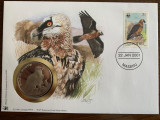 Leshotto - pasari - vultur - FDC cu medalie, fauna wwf