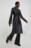 Cumpara ieftin Answear Lab palton de piele X limited collection NO SHAME femei, culoarea negru, de tranzitie, desfacut