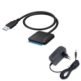 Adaptor HDD/SSD 2.5/3.5 inch, NUODWELL, Cablu adaptor USB 3.0 la SATA 3, Portabil, Negru