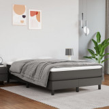 VidaXL Pat box spring cu saltea, gri, 120x200 cm, piele ecologică