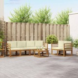 vidaXL Set de canapele de exterior cu pernă 7 pcs Natural și Crem 3366028