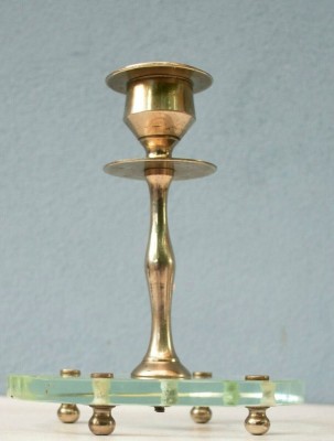 Sfesnic Art Deco realizat in maniera modernista din sticla si metal cromat foto