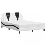 Cumpara ieftin Pat, Viana, cu saltea, alb si negru, 140x200 cm, piele ecologica