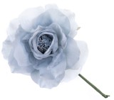 Floare decorativa bujor albastru cu tija, 16 cm, set 6 buc
