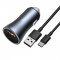 Incarcator Auto USB, Type-C, 40W + Cablu Type-C - Baseus (TZCCJD-0G) - Dark Gray