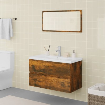 vidaXL Set de mobilier de baie, stejar fumuriu, lemn prelucrat 3120351 foto