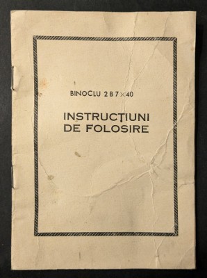 RAR Prospect BINOCLU IOR model 2B 7x40 INSTRUCTIUNI de FOLOSIRE circa 1980 uzat foto