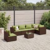 Cumpara ieftin Gossi set mobilier de gradina cu perne, 7 piese, maro, poliratan