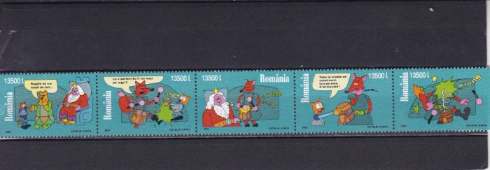ROMANIA 2001 LP 1572 BENZI DESENATE SERIE IN STRAIF MNH