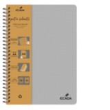Caiet A4 120 file, 4 subiecte, ECADA, culoare gri