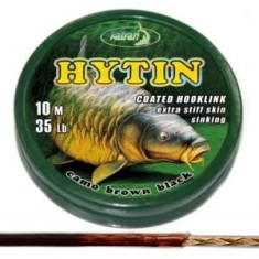 Katran Coated Braided Hook Links Hytin 35lb 10 M/35lb/10 M/camo Brown Black foto