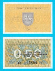 Lituania (p#31) 0.5 Talonas 1991 UNC &#039;&Icirc;nlocuitorul Rublei Sovietice&#039; serie: BD 045890