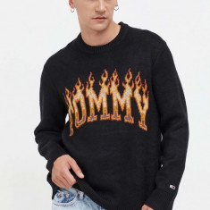 Tommy Jeans pulover barbati, culoarea negru, călduros