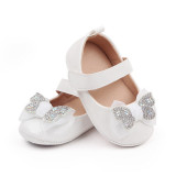 Pantofiori cu fluturas cu strasuri, albi, din lac (Marime Disponibila: 0-3 luni), Superbaby