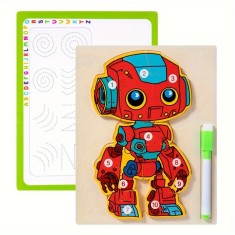 Puzzle 3D Robot din Lemn cu Bonus Pix foto