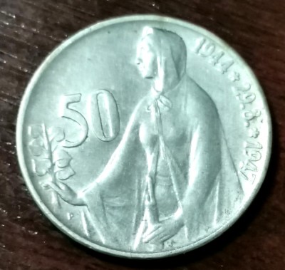 SV * Cehoslovacia 50 KORUN / COROANE 1947 * ARGINT foto