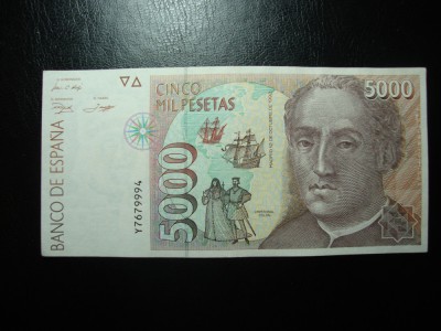 SPANIA 5000 PESETAS 1992 XF foto