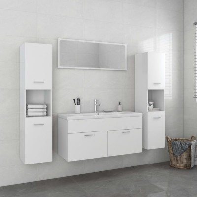 Set mobilier de baie, alb, lemn prelucrat foto