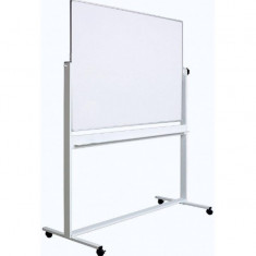 Tabla alba magnetica, dubla fata, rotativa, 100 x 150 cm, pe stand mobil, profil aluminiu, Optima