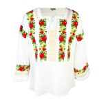 Cumpara ieftin Bluza Tip Ie Alba cu Motiv Floral Rosu - BMG28