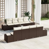 vidaXL Set canapea de grădină cu 9 piese și perne, din rattan poly brown