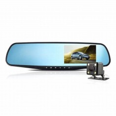 Camera auto DVR duala, fixare oglinda, FullHD 1080P, inregistrare fata si spate, display 3.5&quot;, Night Vision, inregistrare in bucla, unghi 140 grade, s