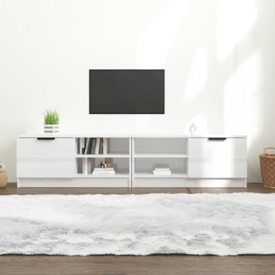 vidaXL Comodă TV,2 buc., alb extralucios,80x35x36,5 cm, lemn prelucrat foto