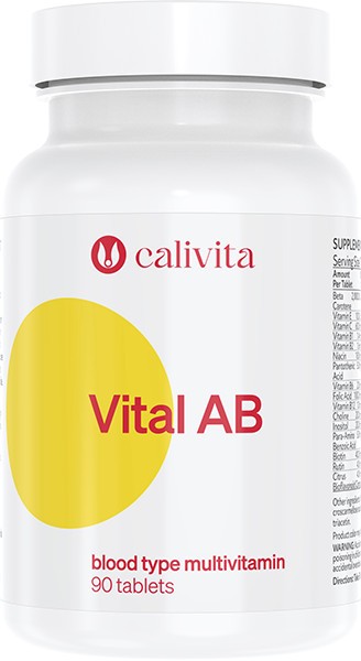 Vital AB Supliment Alimentar cu Multivitamine pentru Grupa Sanguina AB (90 tablete) - Calivita