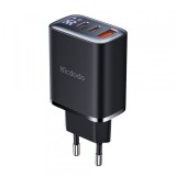 Incarcator Retea McDodo CH-2180 Display, 30W, 3A, 1 x USB-A - 2 x USB-C, Negru