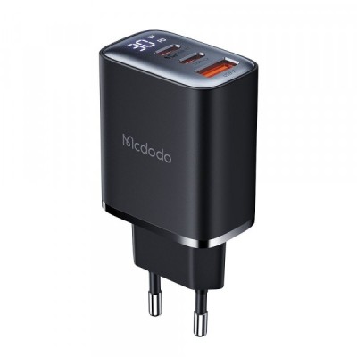 Incarcator Retea McDodo CH-2180 Display, 30W, 3A, 1 x USB-A - 2 x USB-C, Negru foto