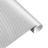 Folie Auto Carbon 3D Argintie 1m x 1.5m, Eliminare Bule Aer, Textura Relief