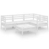 Cumpara ieftin Set mobilier de gradina, 5 piese, alb, lemn masiv de pin