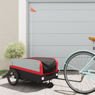 vidaXL Remorcă pentru biciclete, negru și roșu, 45 kg, fier 94069 foto
