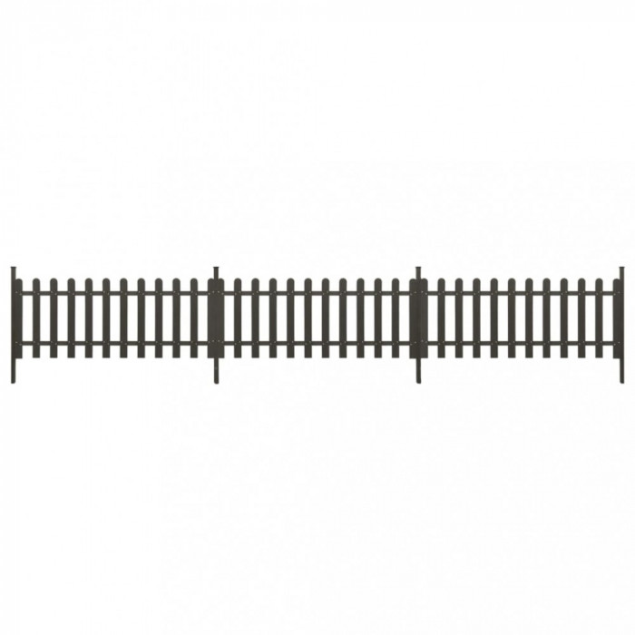 Gard din șipci cu st&acirc;lpi, 3 buc., 614x80 cm, WPC
